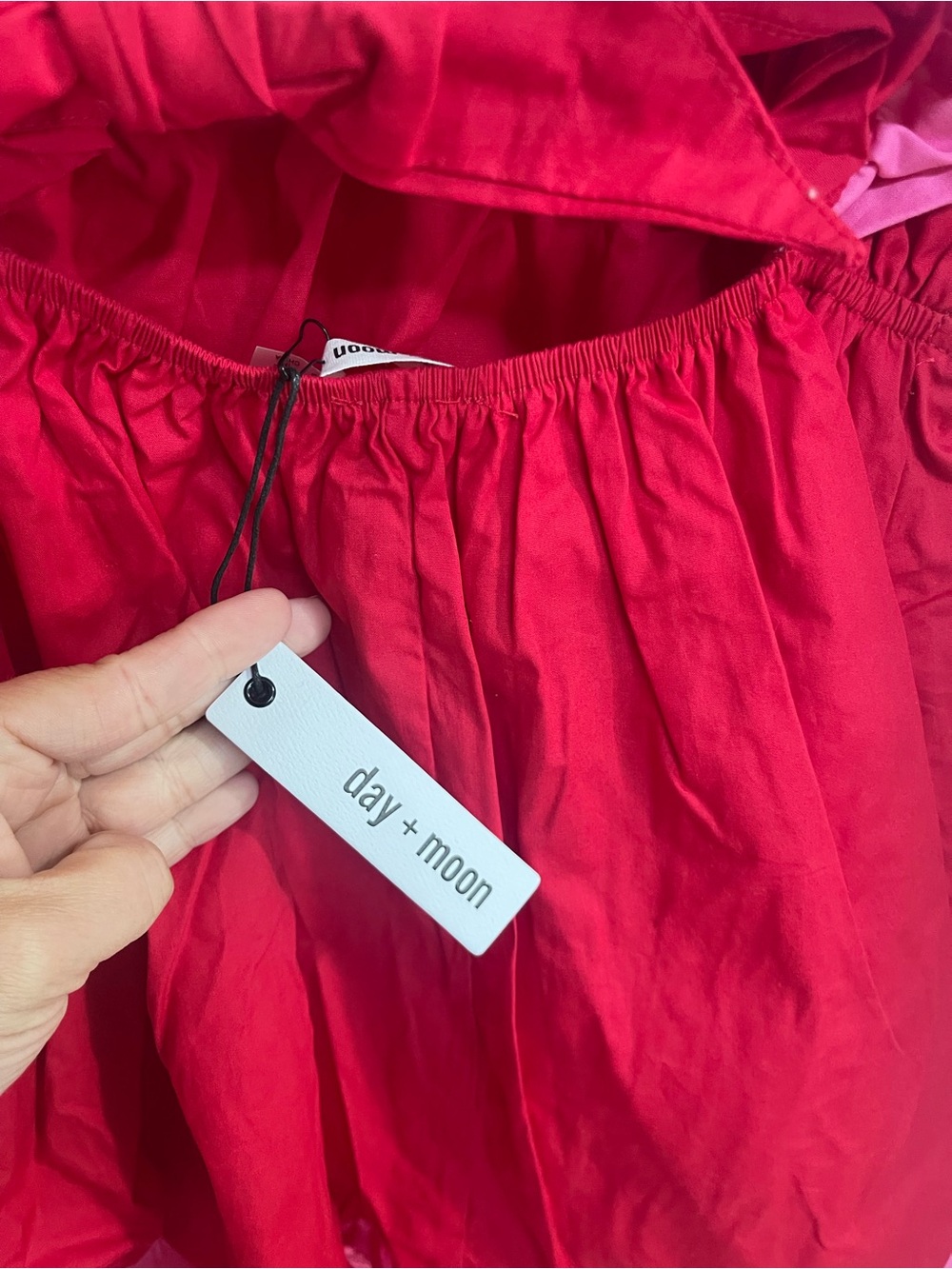 Day + Moon Two-Tone Ruffle Mini Dress in Raspberry and Pink - Picture 5 of 6